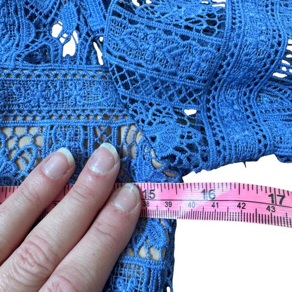 NEW Alexis Gem Tiered Mini Dress Periwinkle Blue Lace - Picture 7 of 10